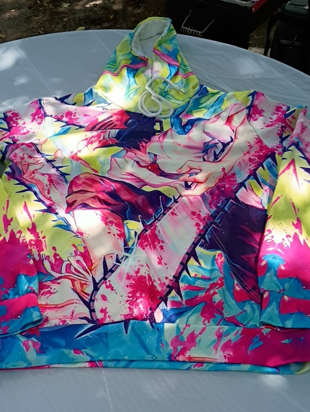 Men's Multicolor Abstract Print Hooded Pullover Sweatshirt